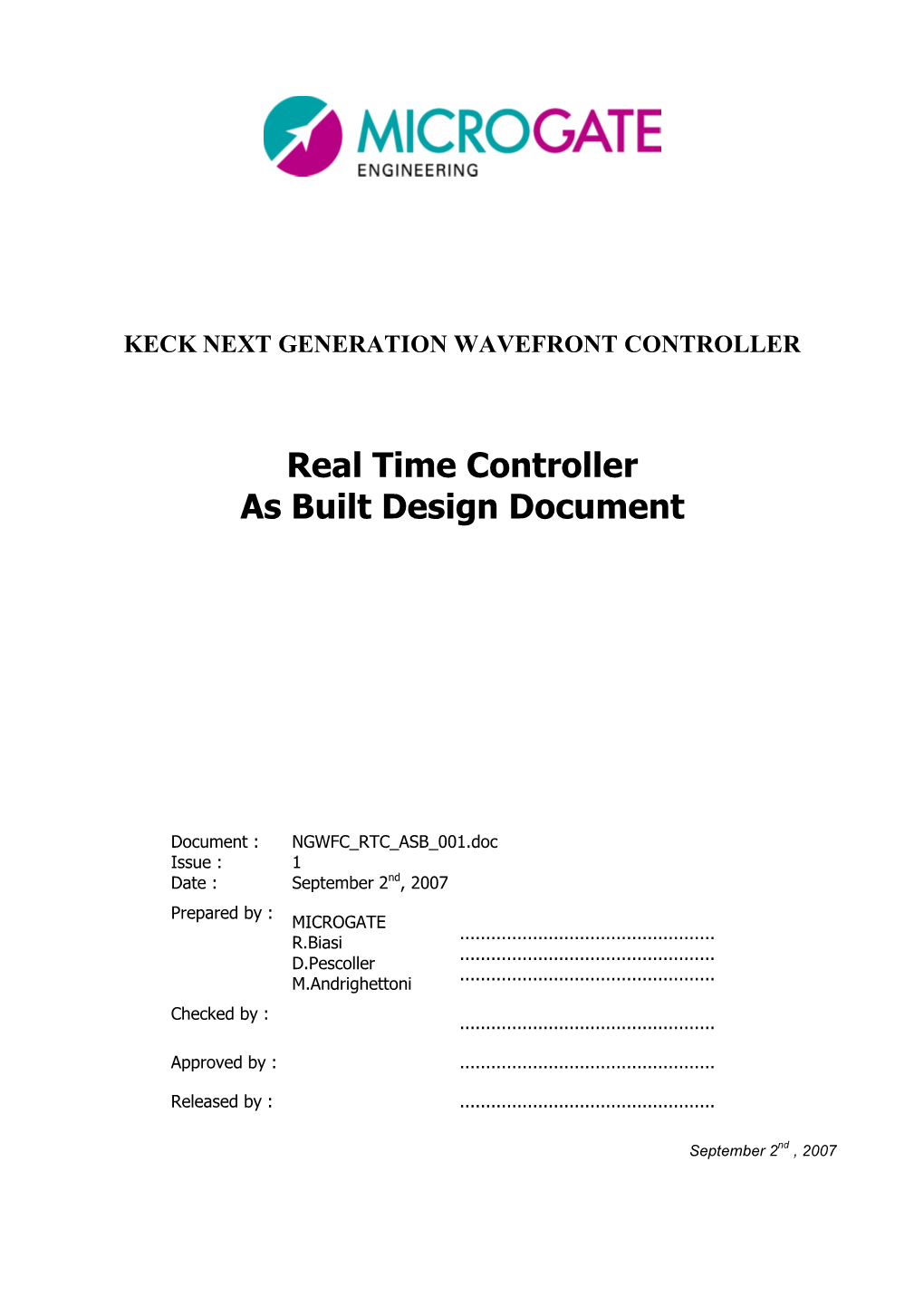 Real Time Controller As Built Design Document
