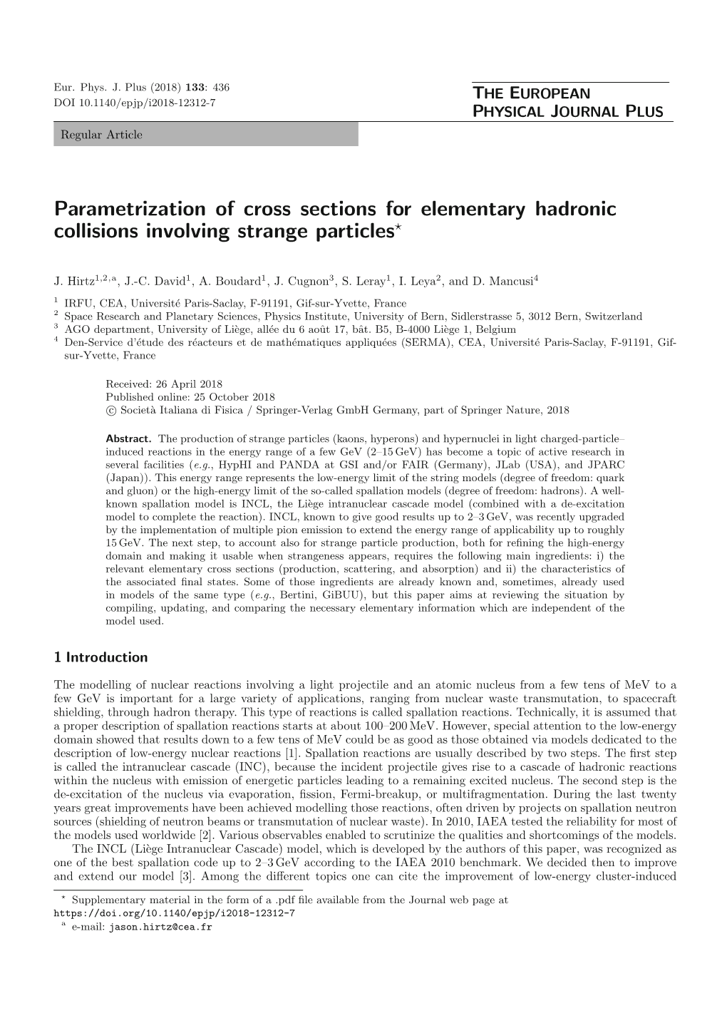 Parametrization of Cross Sections for Elementary Hadronic Collisions Involving Strange Particles