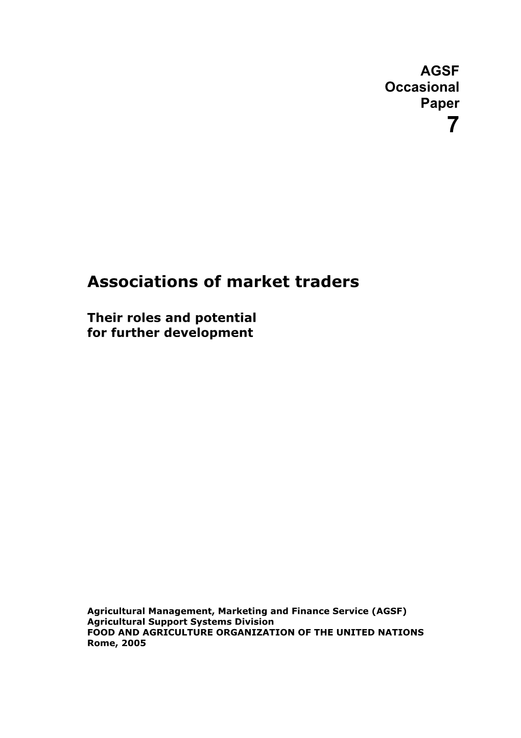 Associations of Market Traders
