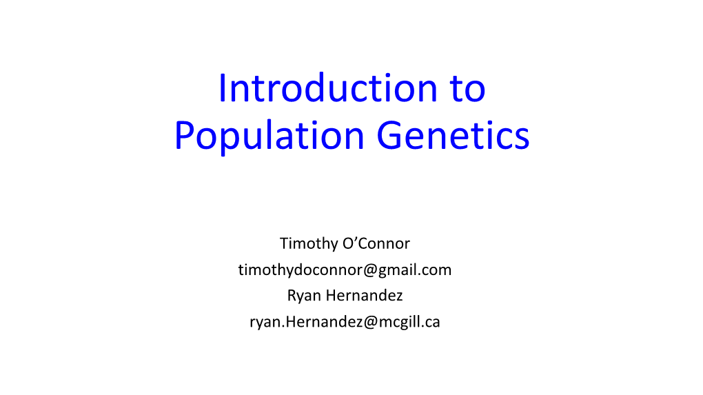 Introduction to Population Genetics