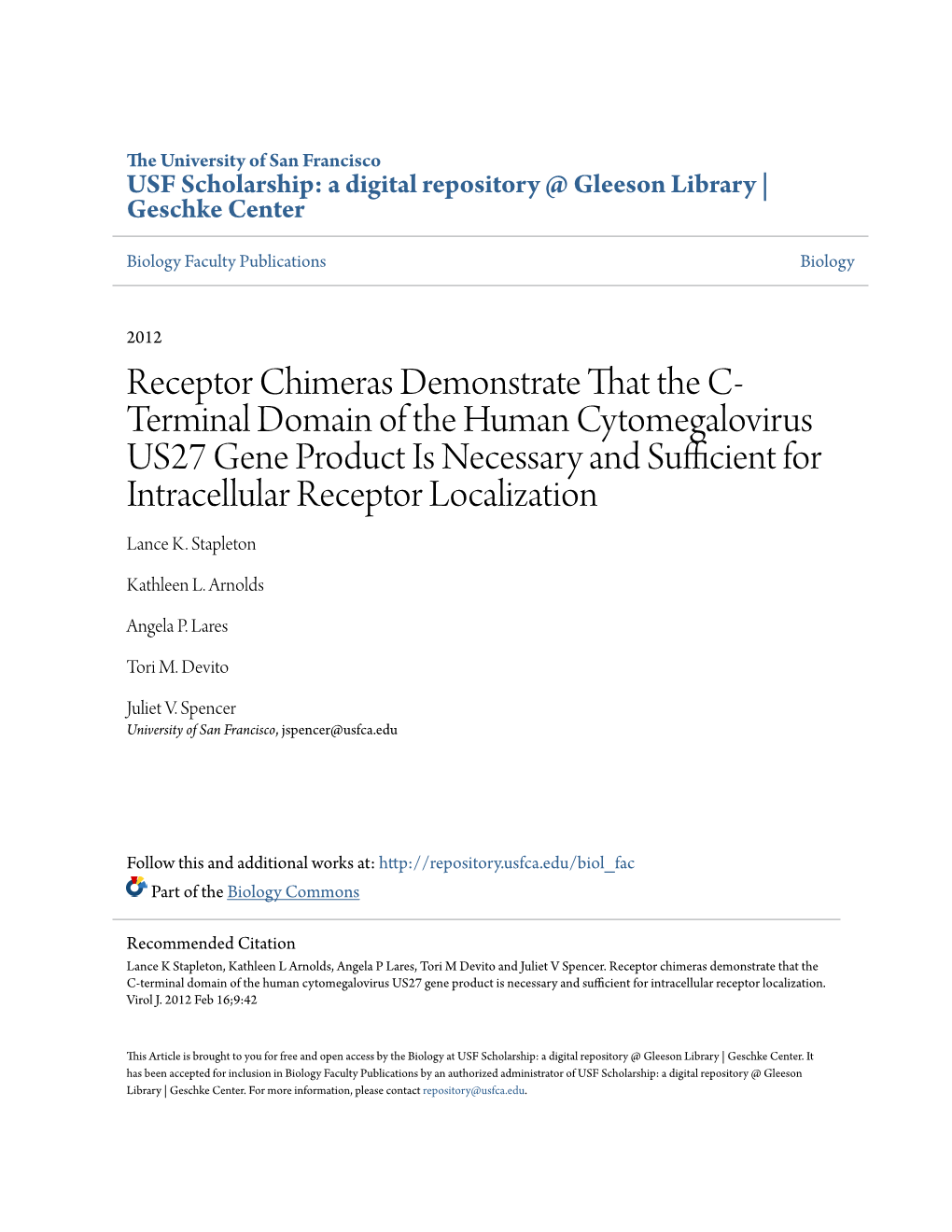 Receptor Chimeras Demonstrate That the C-Terminal Domain of The