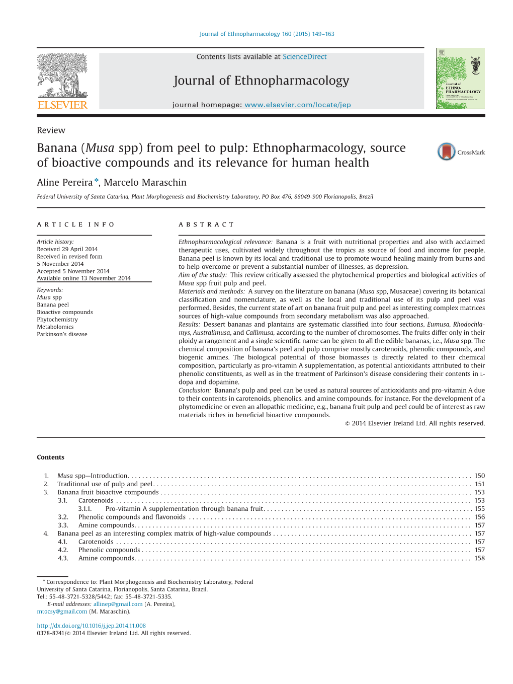 Banana (Musa Spp) from Peel to Pulp Ethnopharmacology, Source Of