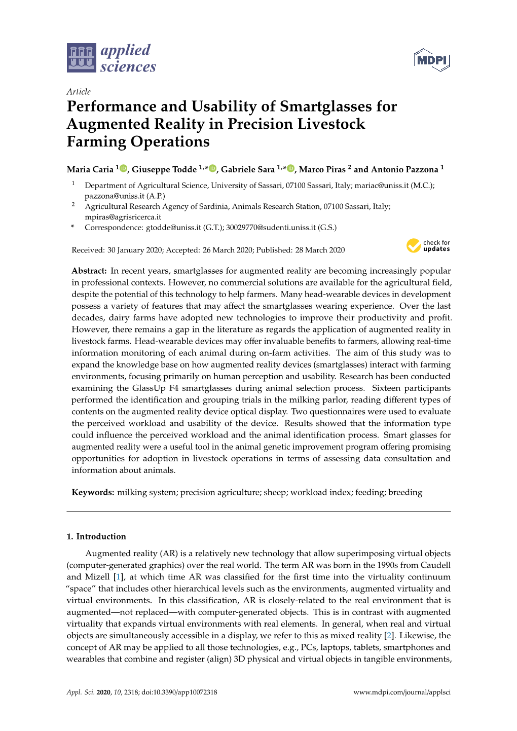 Performance and Usability of Smartglasses for Augmented Reality in Precision Livestock Farming Operations