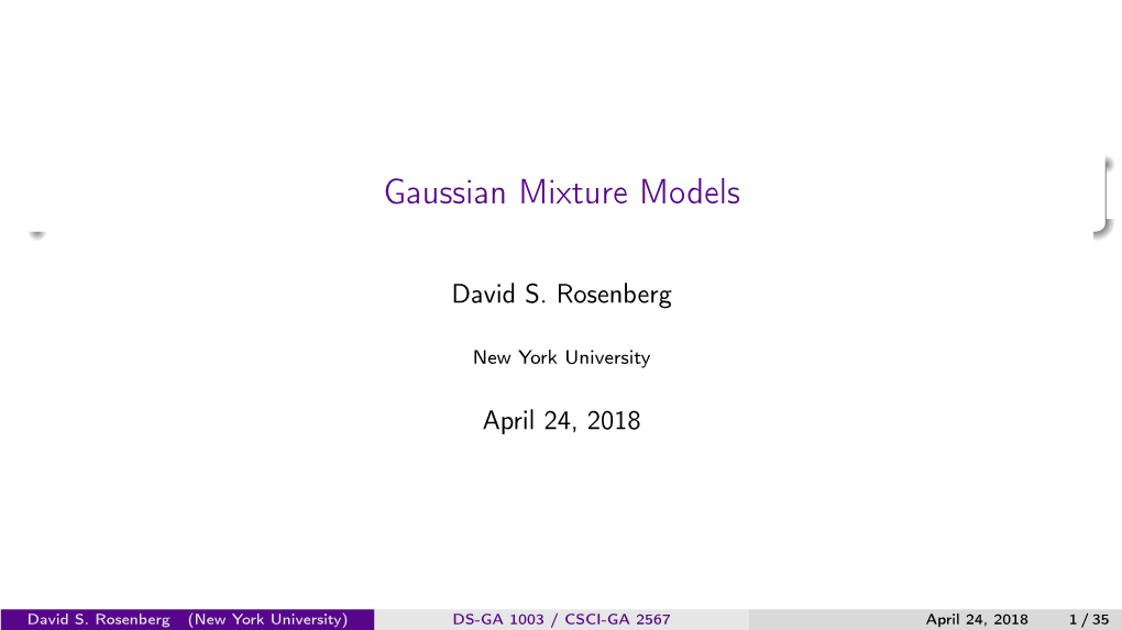 Gaussian Mixture Models