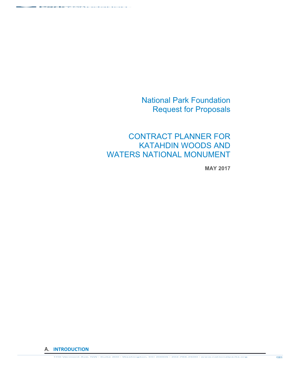 Contract Planner for Katahdin Woods and Waters National Monument