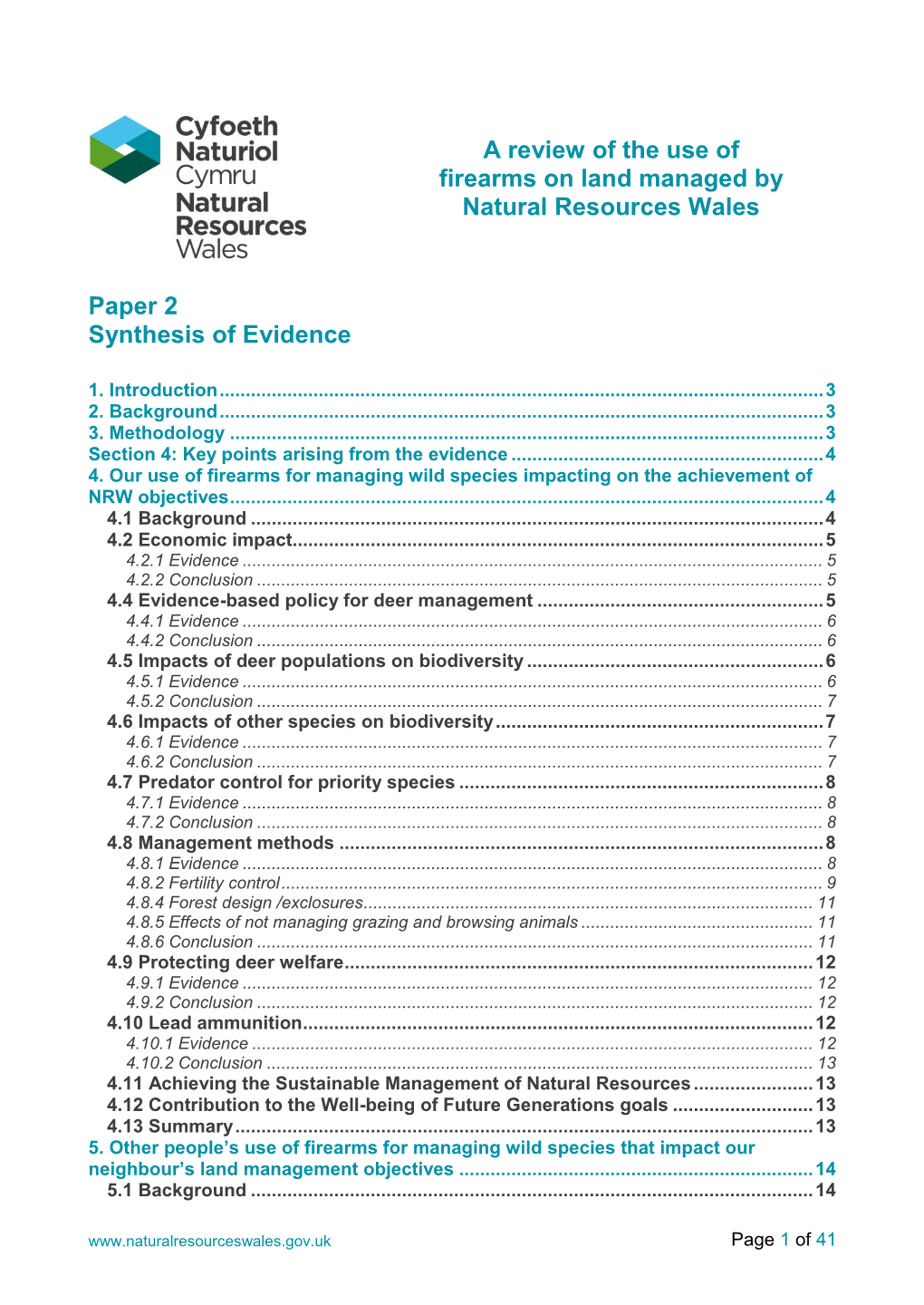 A Review of the Use of Firearms on Land Managed by Natural Resources Wales