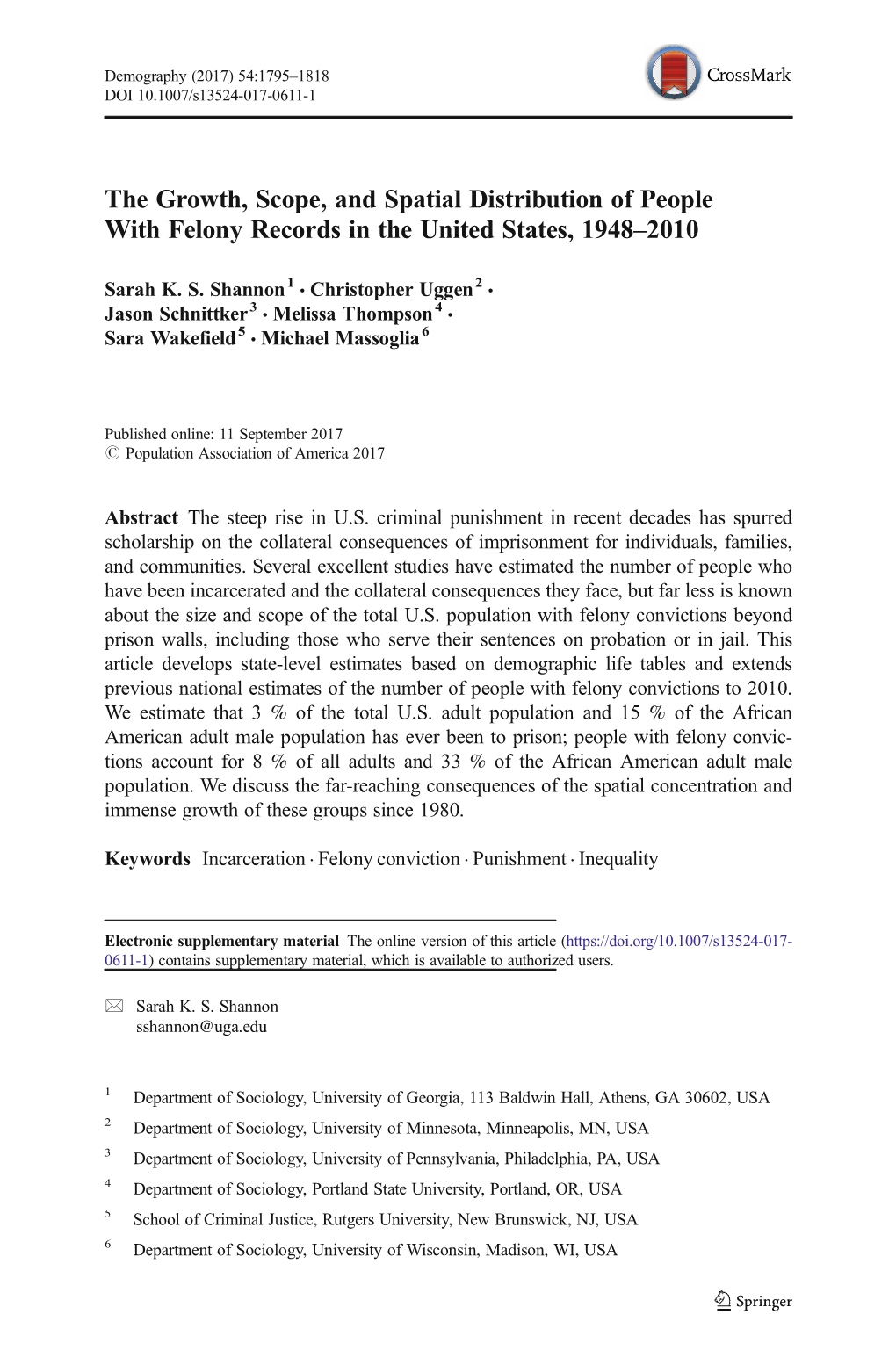 Growth, Scope, and Spatial Distribution of People with Felonies 1797