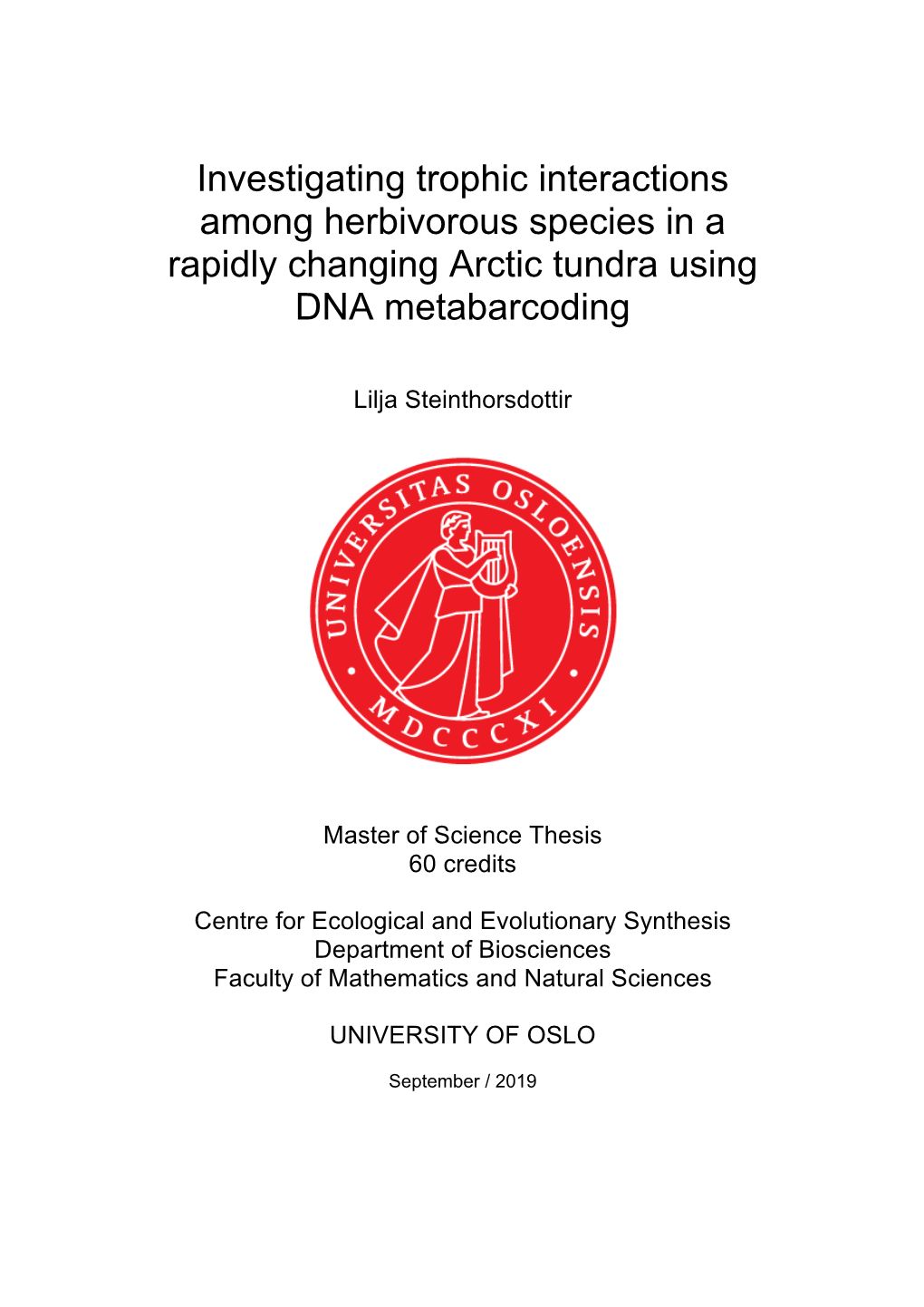 Investigating Trophic Interactions Among Herbivorous Species in a Rapidly Changing Arctic Tundra Using DNA Metabarcoding