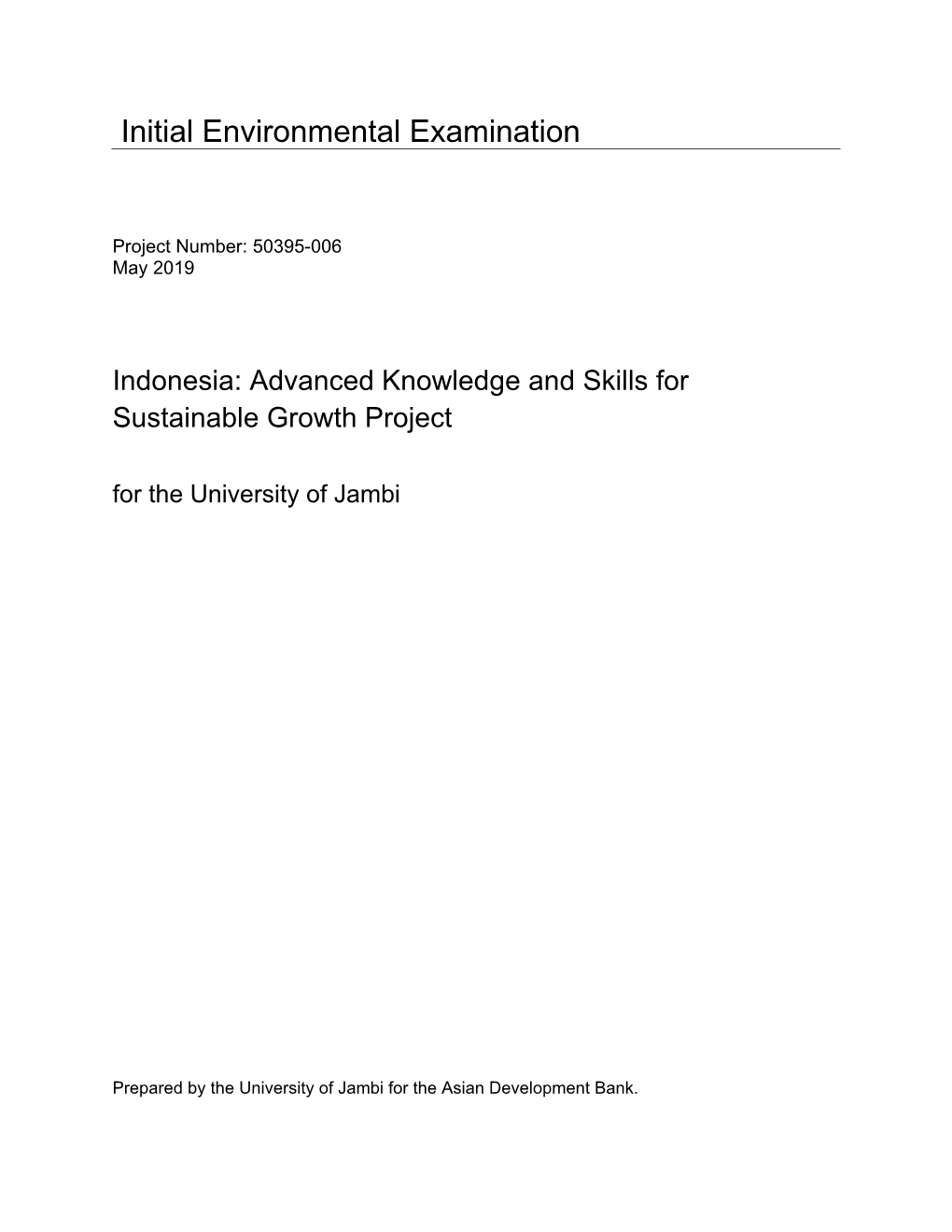 Initial Environmental Examination