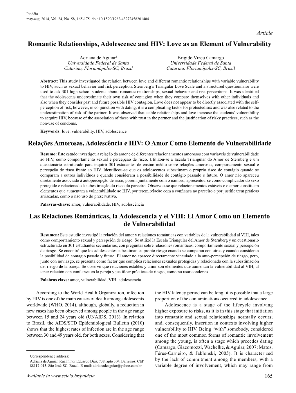 Romantic Relationships, Adolescence and HIV: Love As an Element of Vulnerability