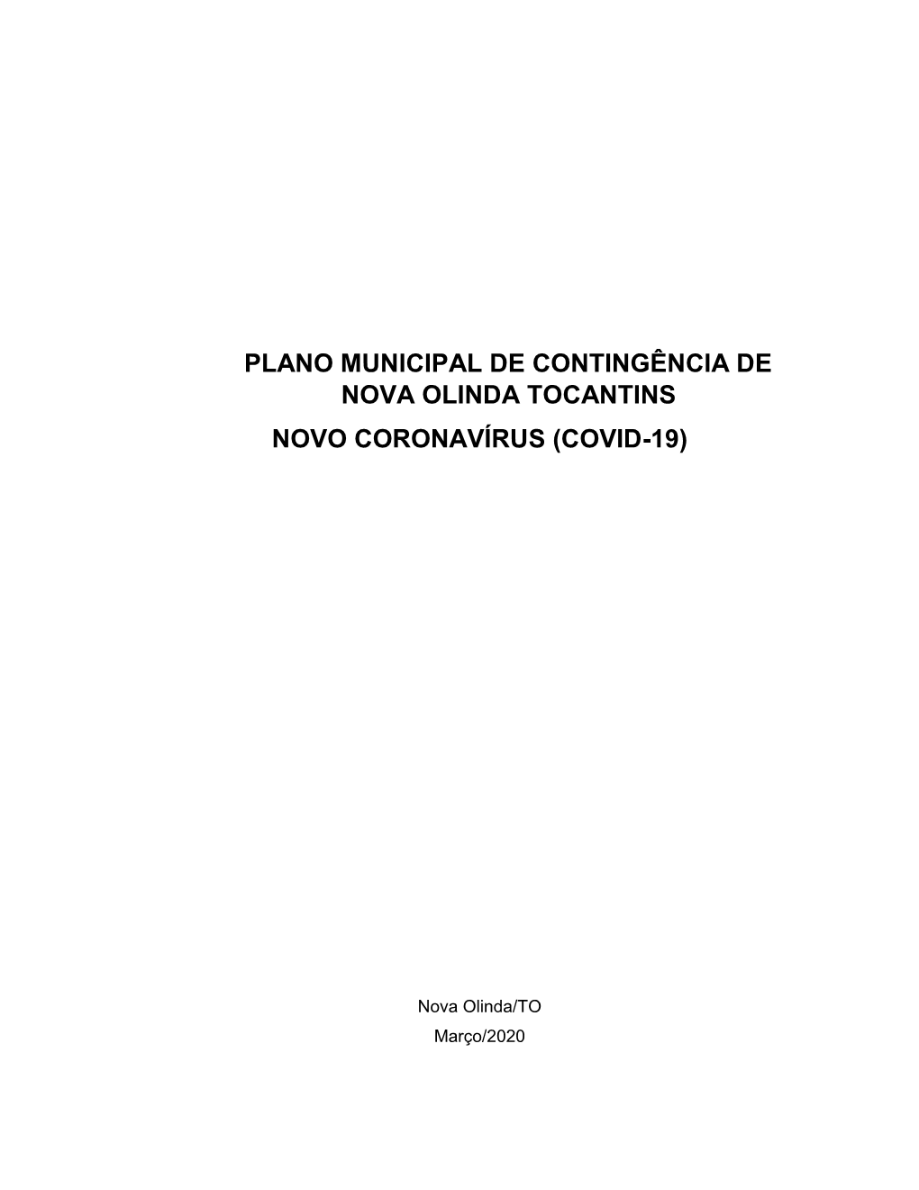 Plano Municipal De Contingência De Nova Olinda Tocantins