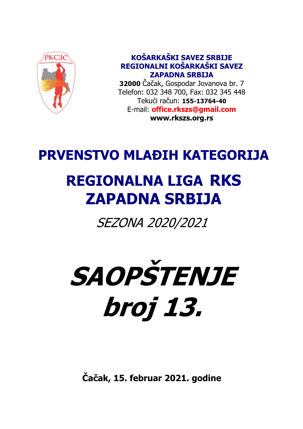 SAOPŠTENJE Broj