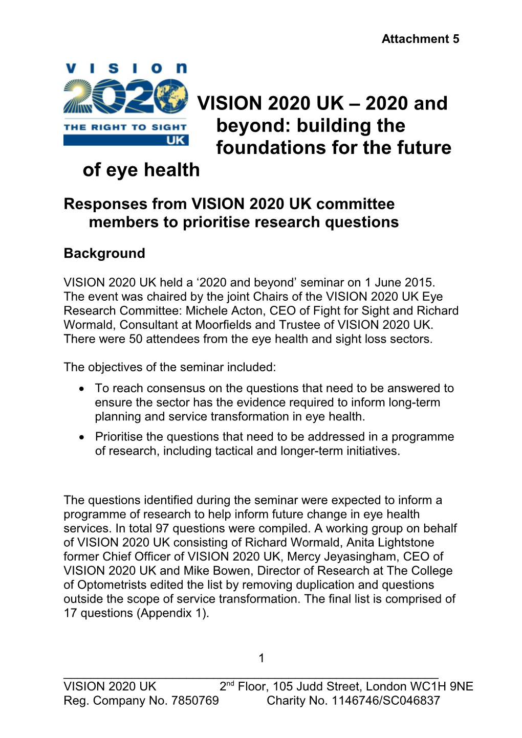 VISION 2020 UK 2020 and Beyond: Building the Foundations for the Future of Eye Health