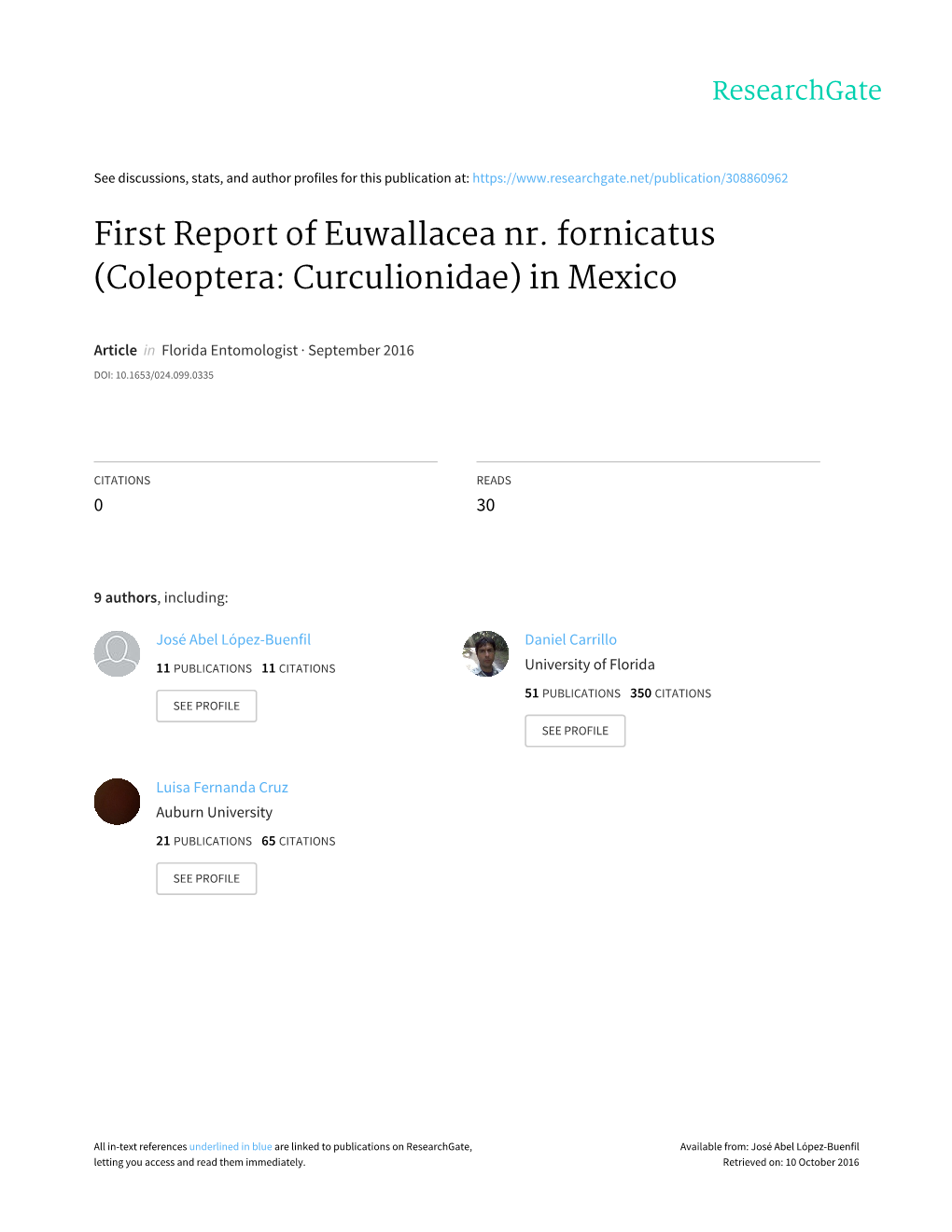 First Report of Euwallacea Nr. Fornicatus (Coleoptera: Curculionidae) in Mexico