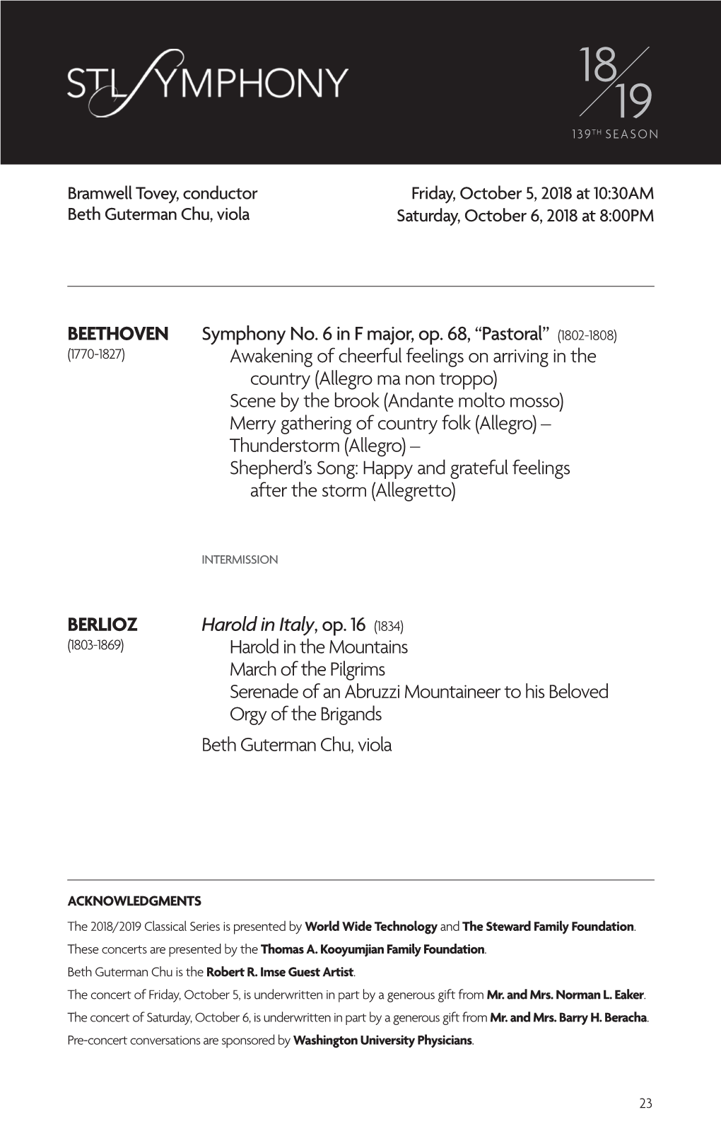 BEETHOVEN Symphony No. 6 in F Major, Op. 68, “Pastoral” (1802-1808)
