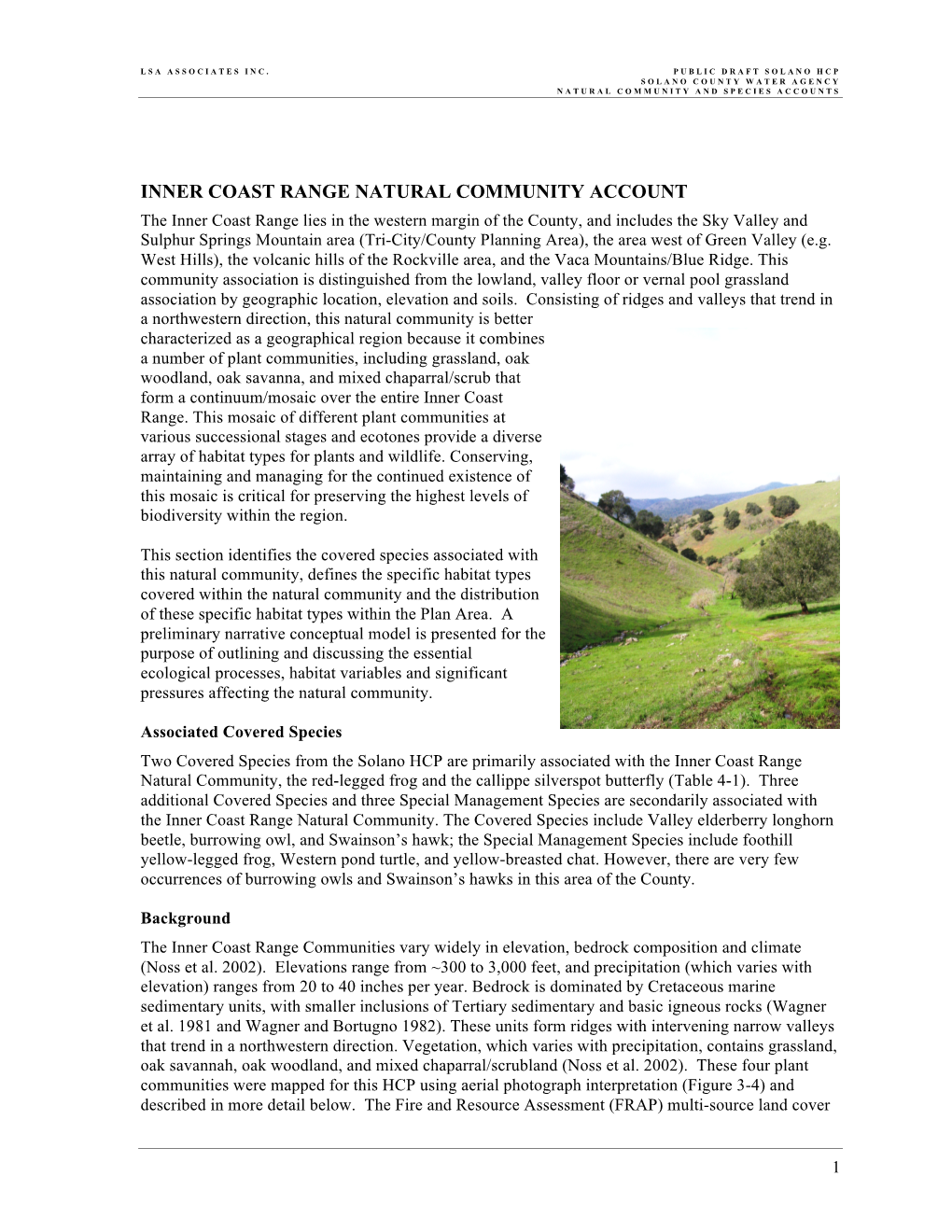 Inner Coast Range Natural Community Account