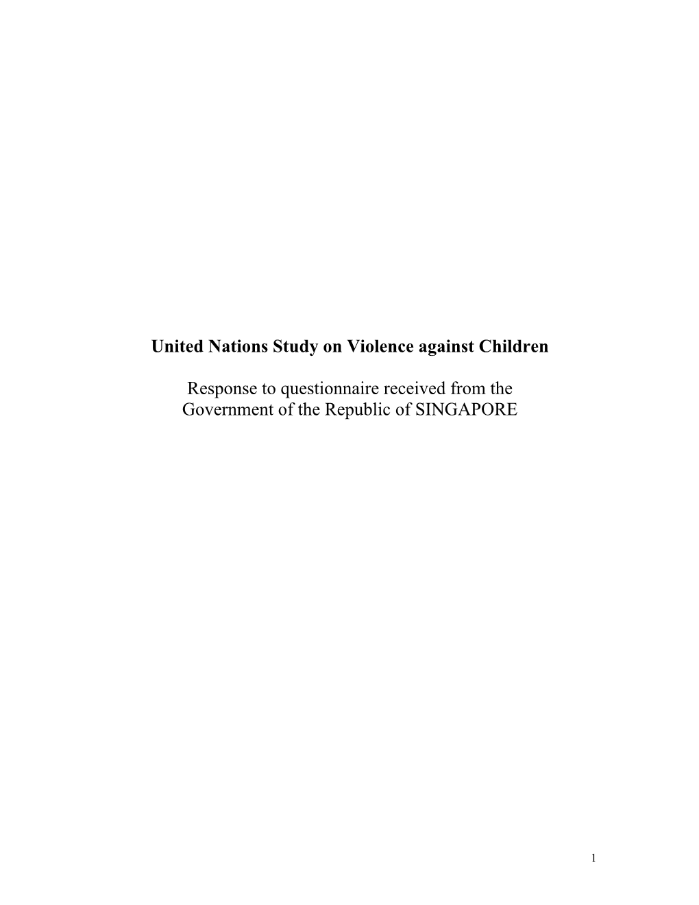 United Nations Study on Violence Against Children Response To