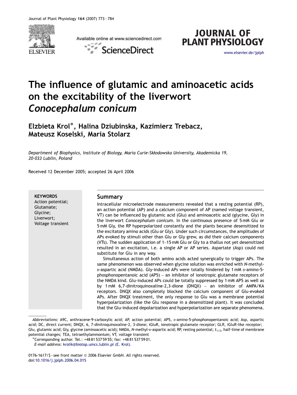 The Influence of Glutamic and Aminoacetic Acids on the Excitability