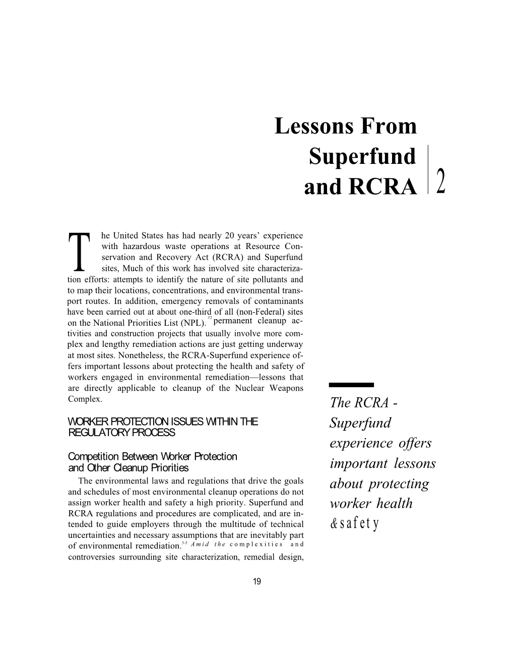 2: Lessons from Superfund and RCRA