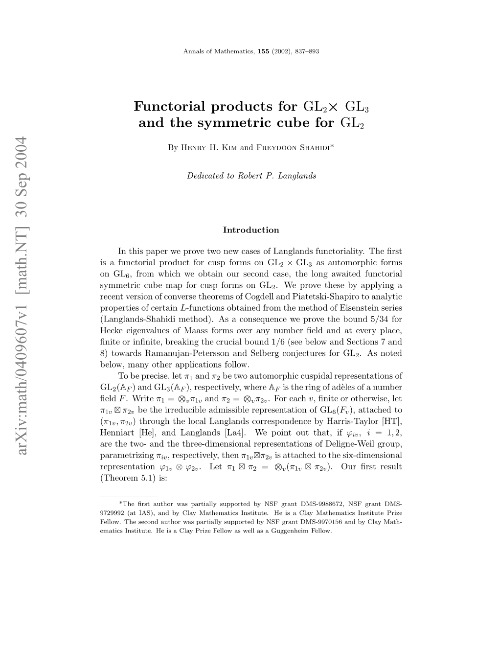 Functorial Products for GL2× GL3 and the Symmetric Cube For