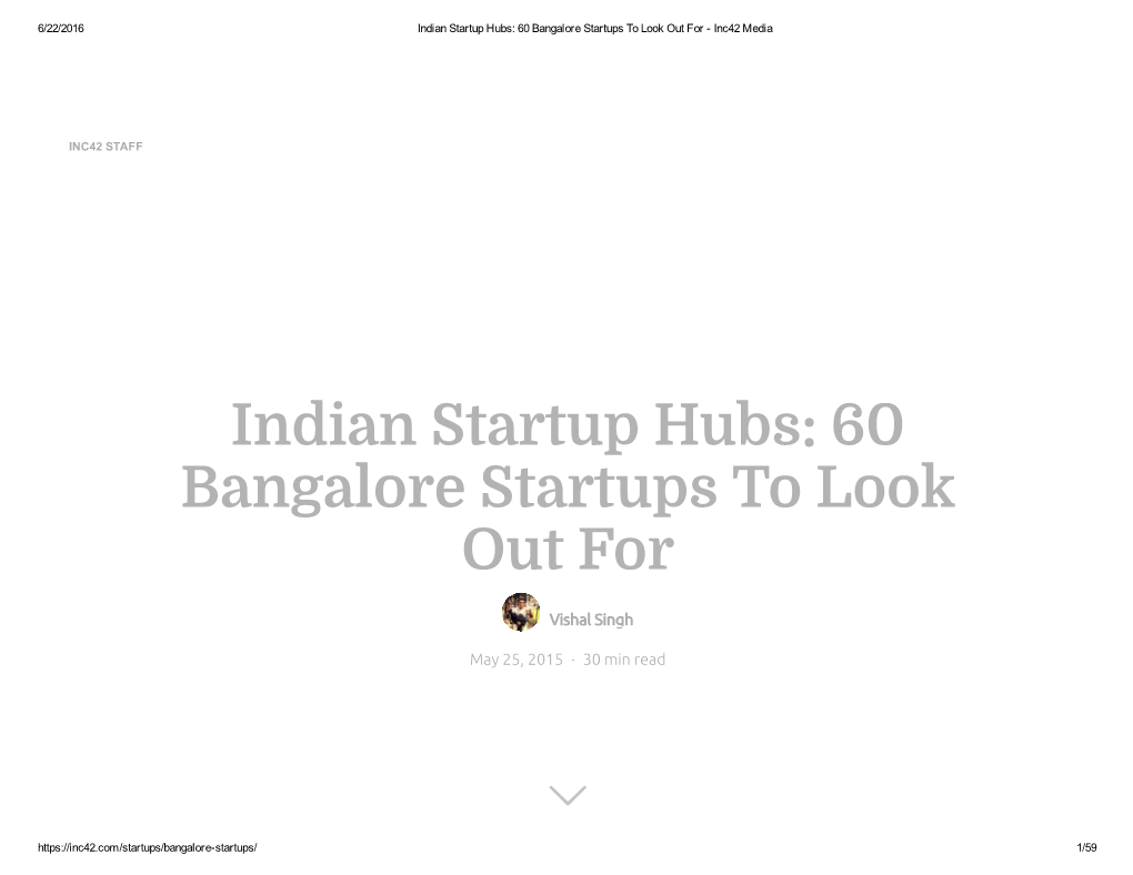 Indian Startup Hubs: 60 Bangalore Startups to Look out for ­ Inc42 Media