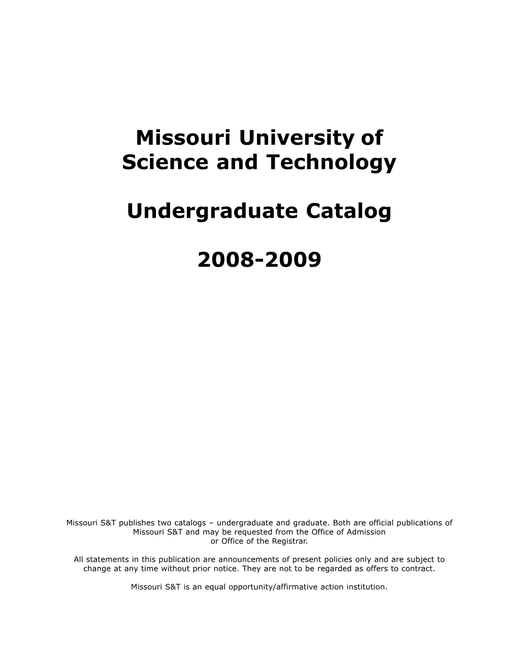 Missouri University of Science and Technology Undergraduate