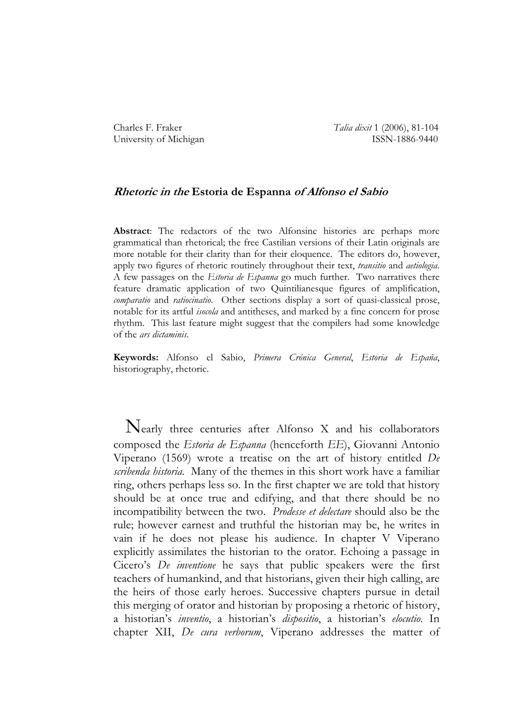 Rhetoric in the Estoria De Espanna of Alfonso El Sabio