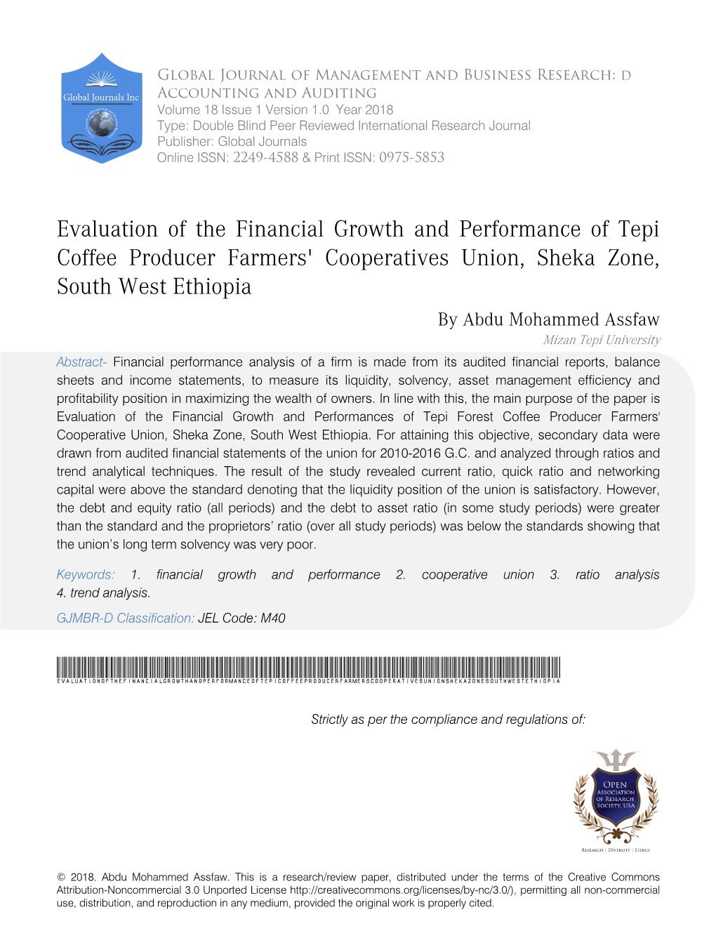 Evaluation of the Financial Growth and Performance of Tepi Coffee