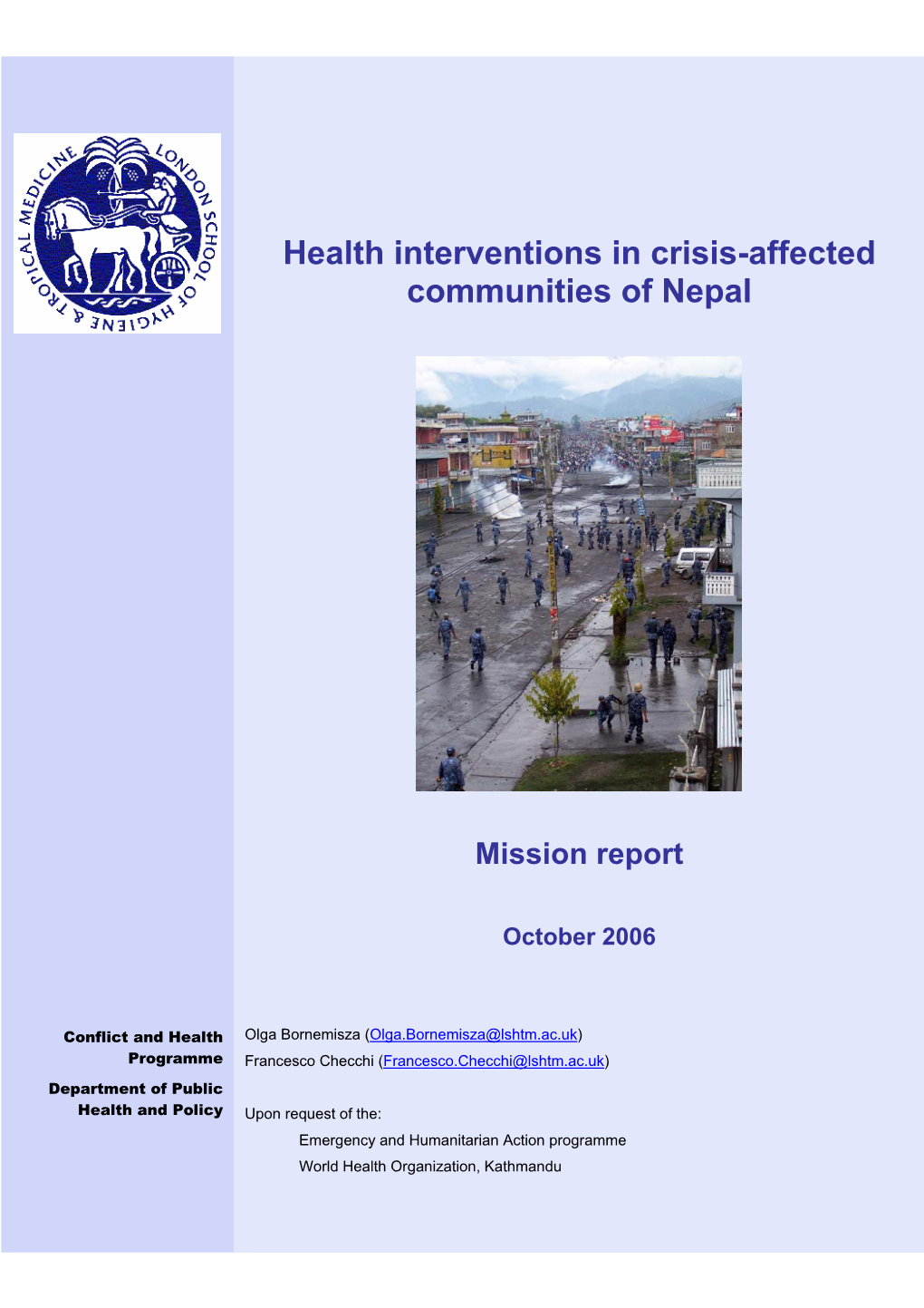 Health Interventions in Crisis-Affected Communities of Nepal
