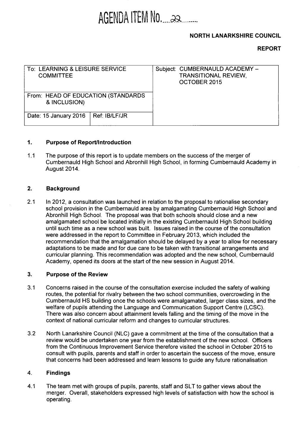 Agenda Item N North Lanarkshire Council