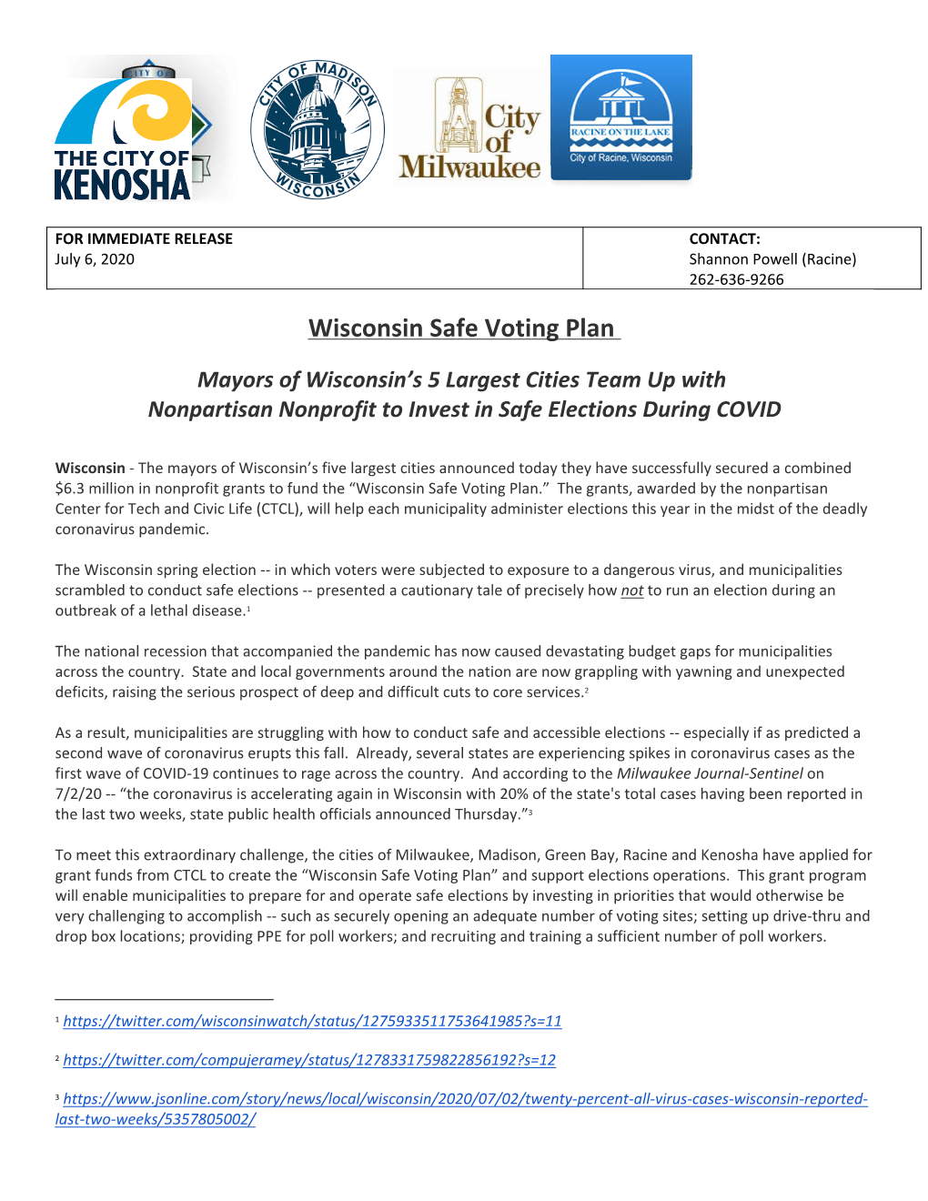 Wisconsin Safe Voting Plan