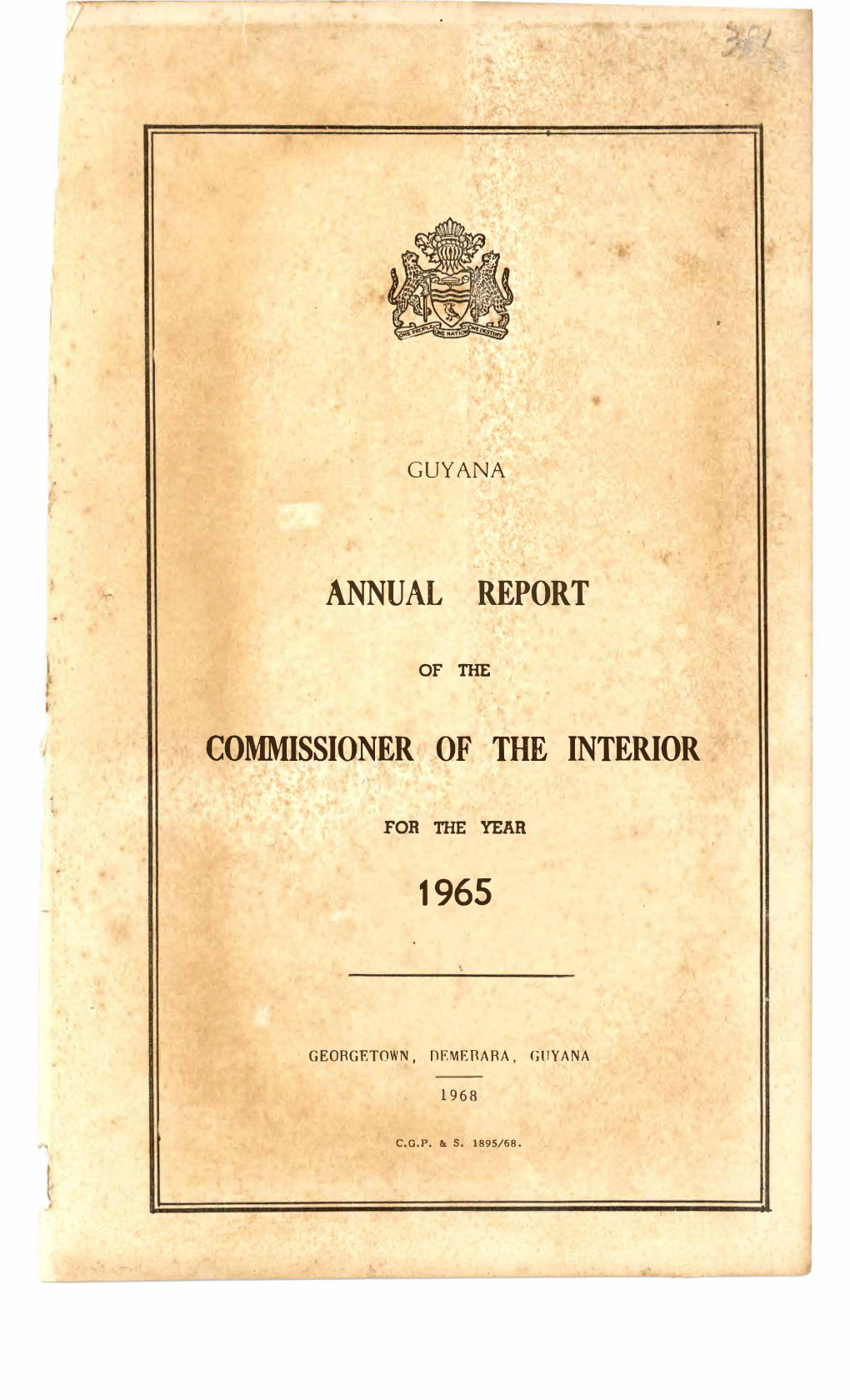 Annual Report Commissioner of the Interior