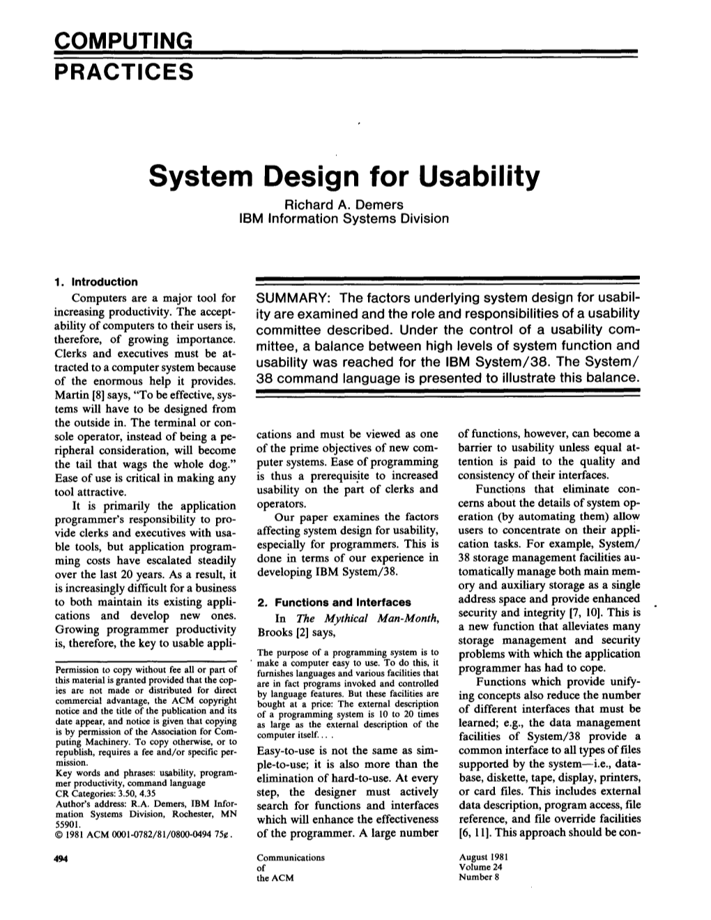 System Design for Usability Richard A