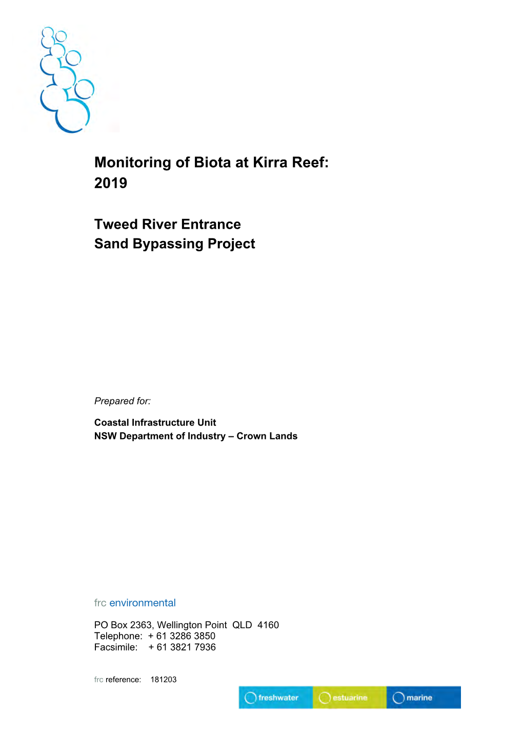 Monitoring of Biota at Kirra Reef: 2019