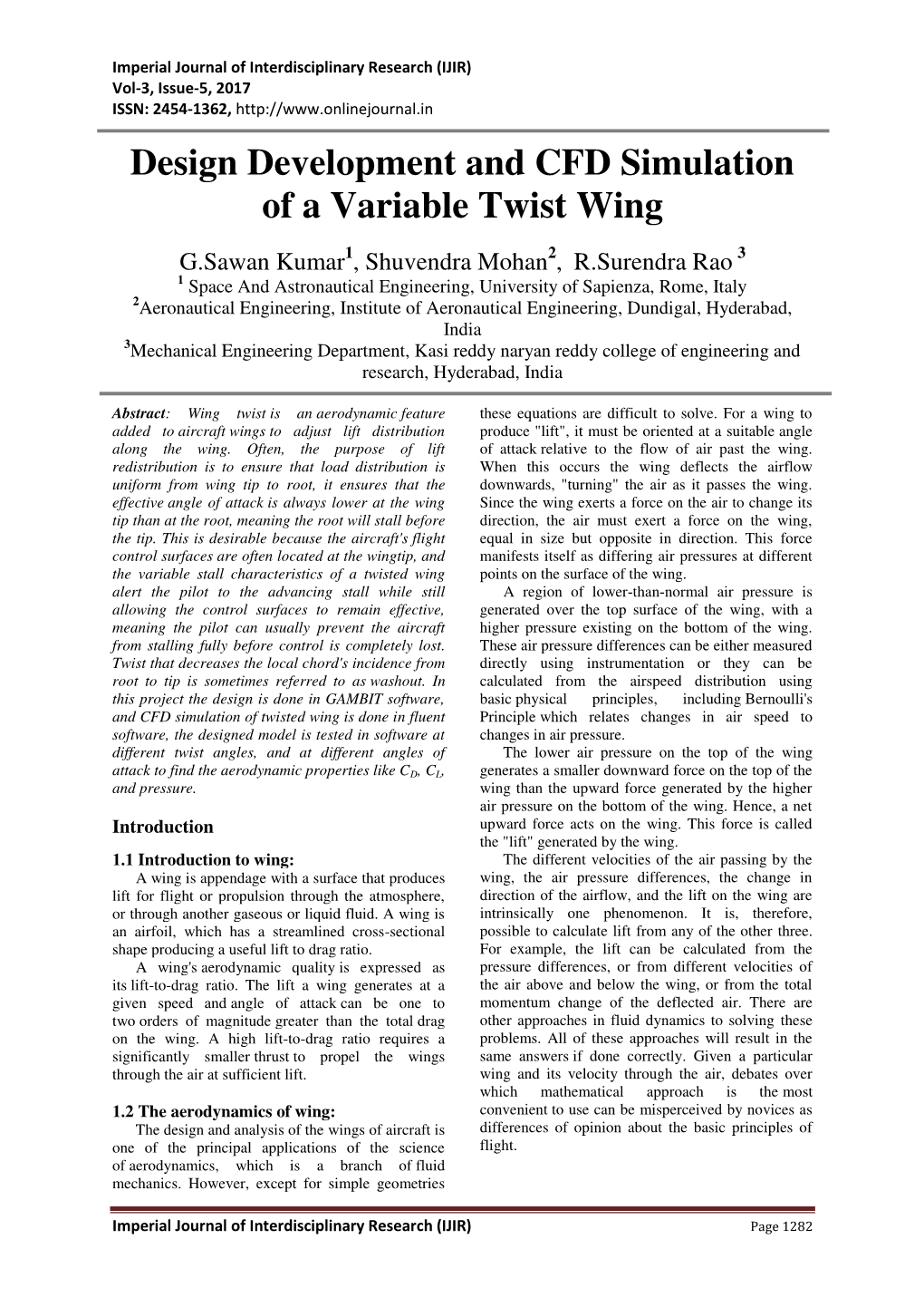 Design Development and CFD Simulation of a Variable Twist Wing