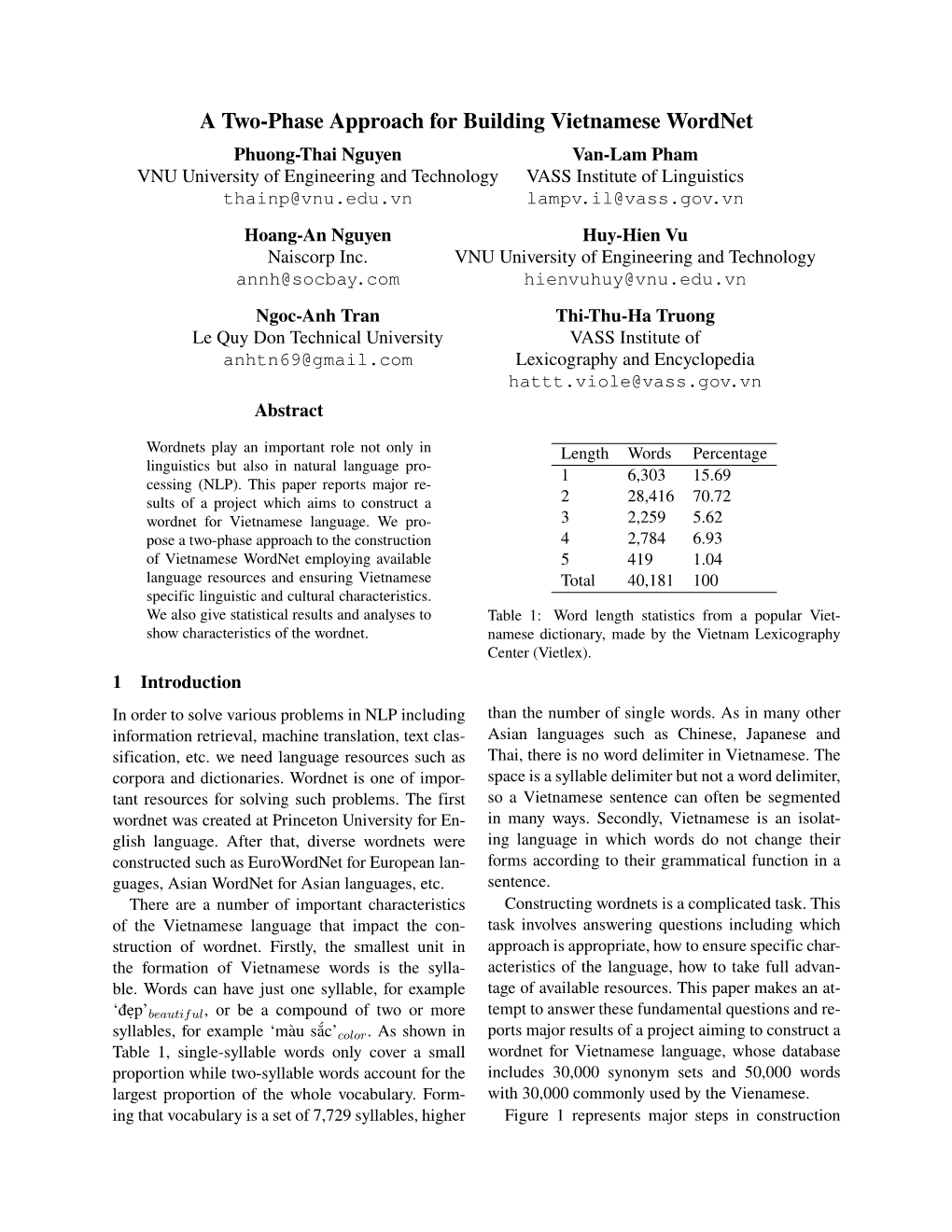 A Two-Phase Approach for Building Vietnamese Wordnet