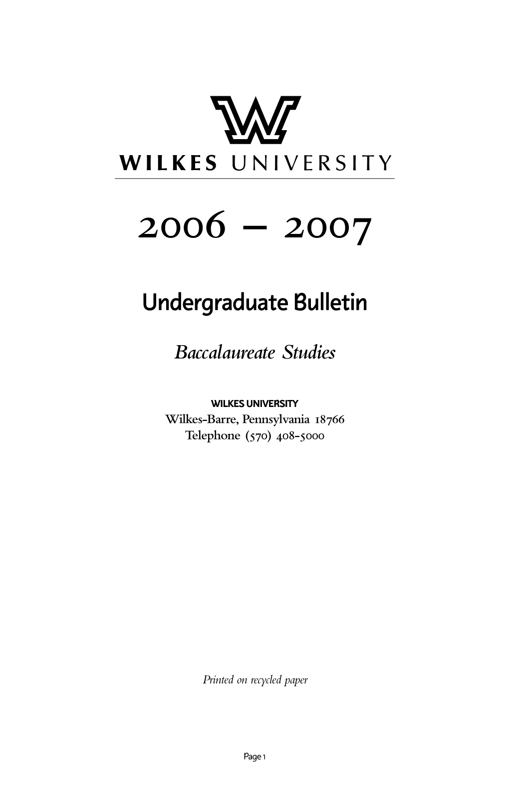 2006-2007 Undergraduate Bulletin