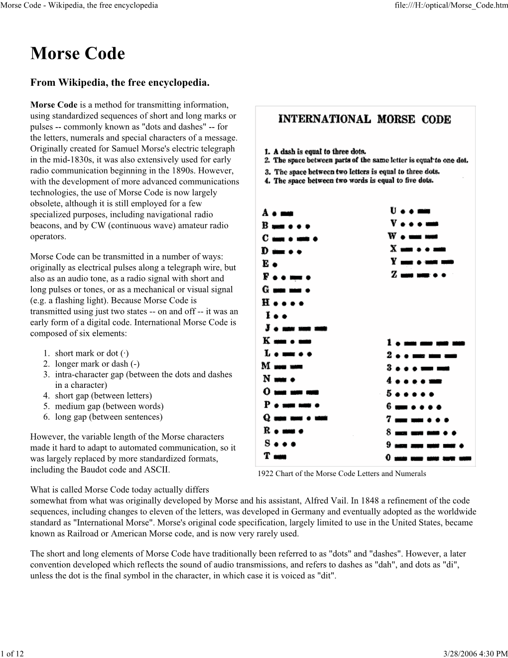 Morse Code - Wikipedia, the Free Encyclopedia File:///H:/Optical/Morse Code.Htm