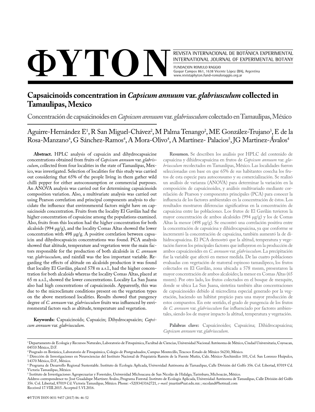 Capsaicinoids Concentration in Capsicum Annuum Var