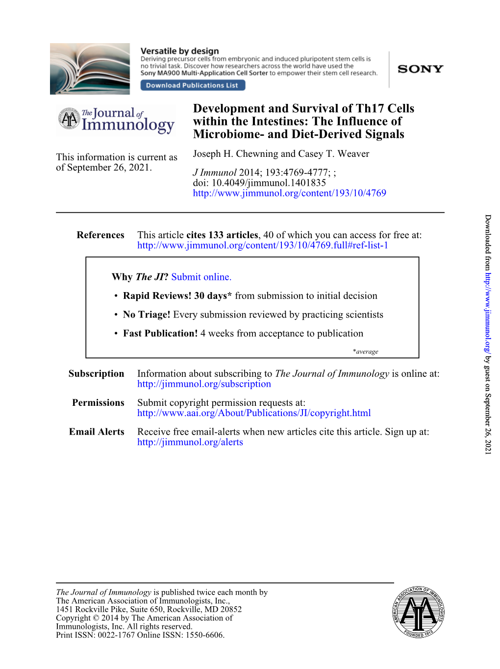 Microbiome- and Diet-Derived Signals Within