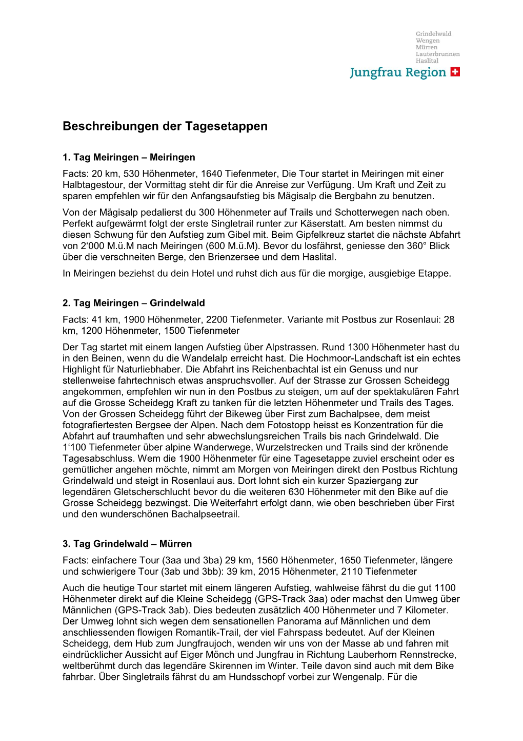 Beschreibungen Der Tagesetappen