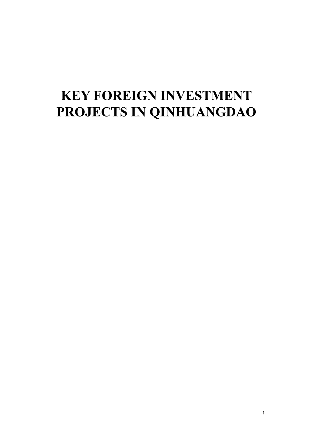 Key Foreign Investment Projects in Qinhuangdao