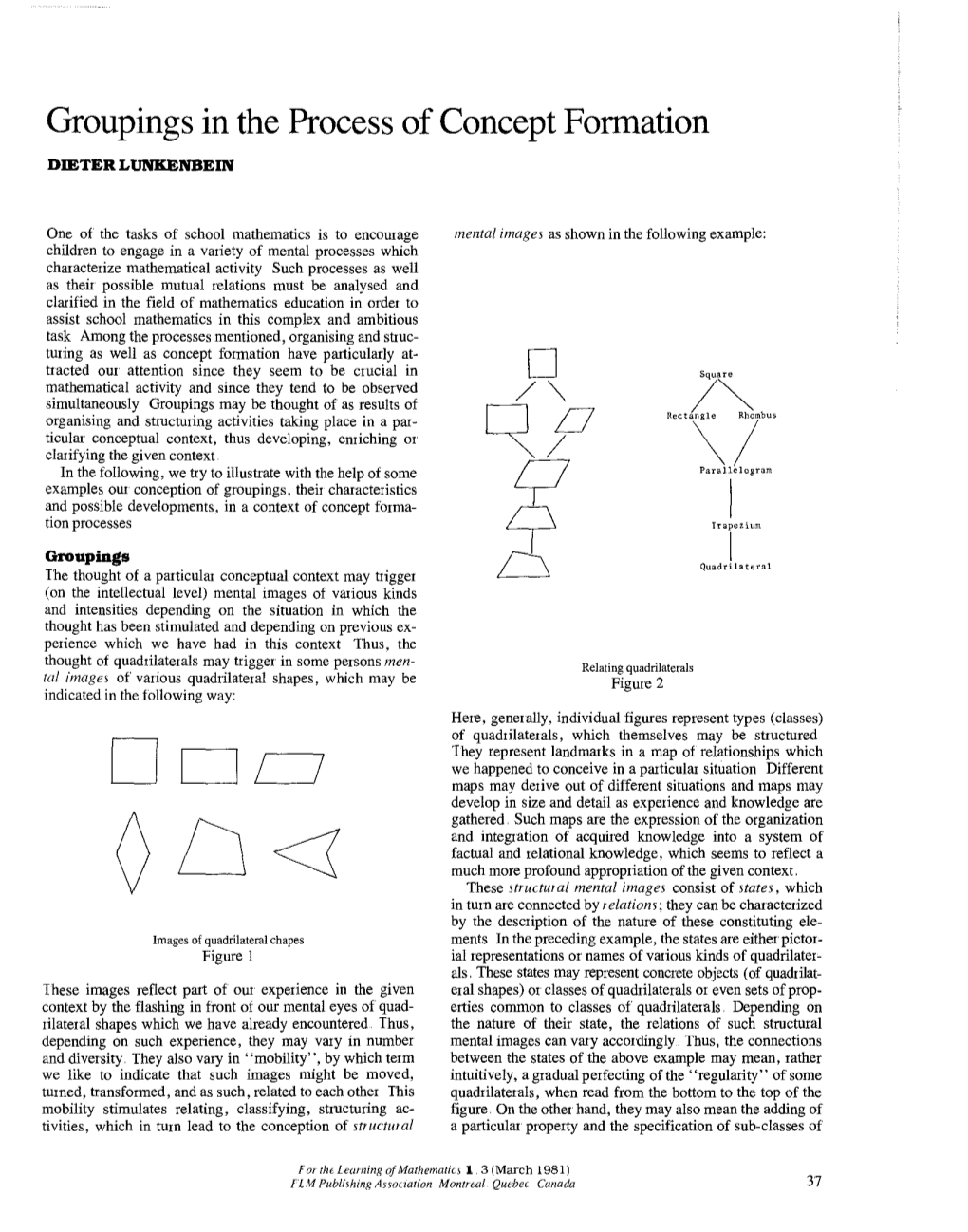 Groupings in the Process of Concept Formation