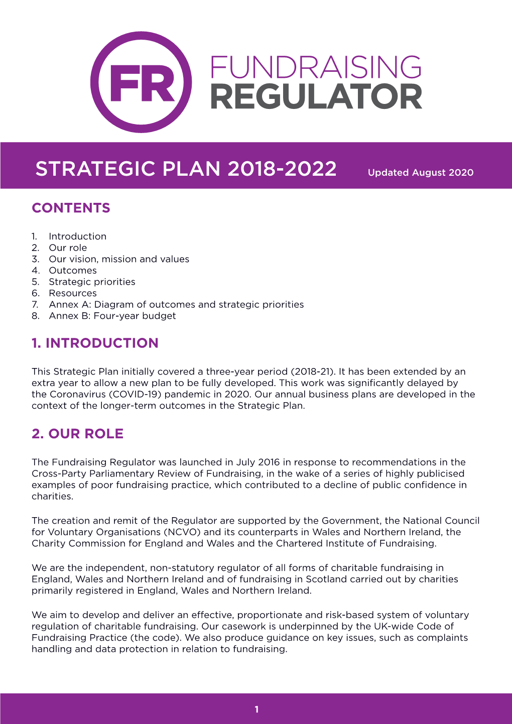 STRATEGIC PLAN 2018-2022 Updated August 2020