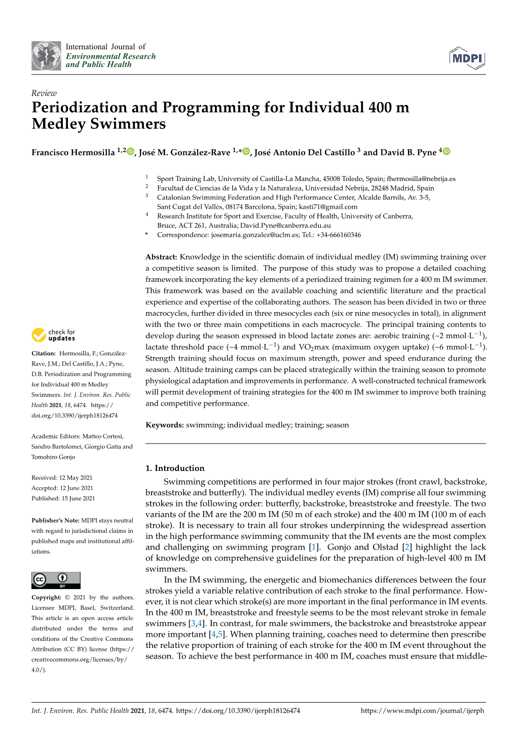 Periodization and Programming for Individual 400 M Medley Swimmers