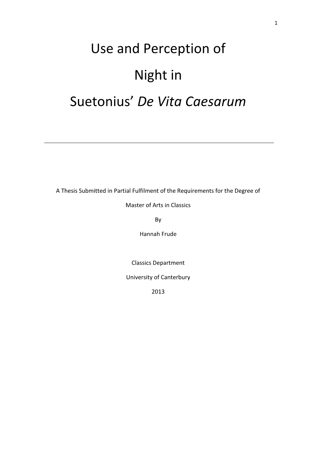 Use and Perception of Night in Suetonius' De Vita Caesarum