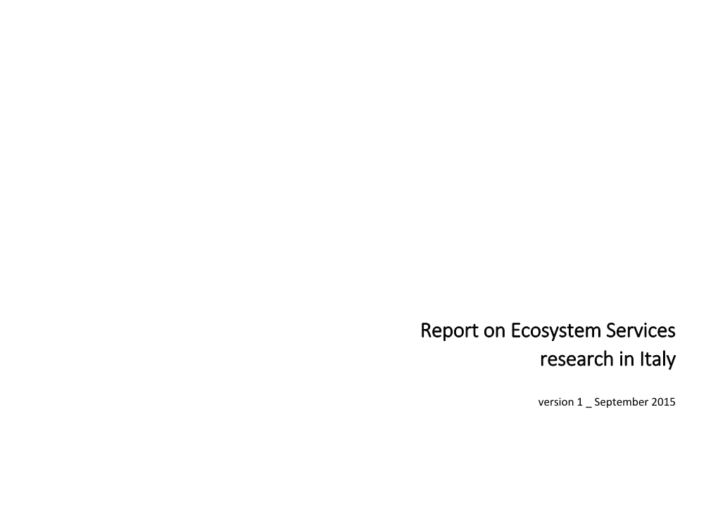 Report on Ecosystem Services Research in Italy