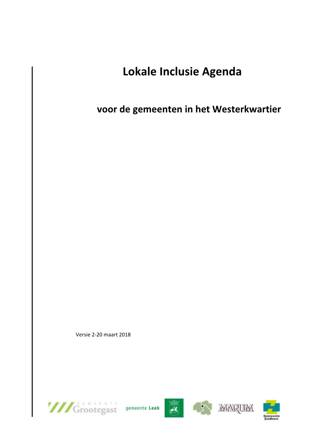 Lokale Inclusie Agenda Voor De Gemeenten in Het Westerkwartier