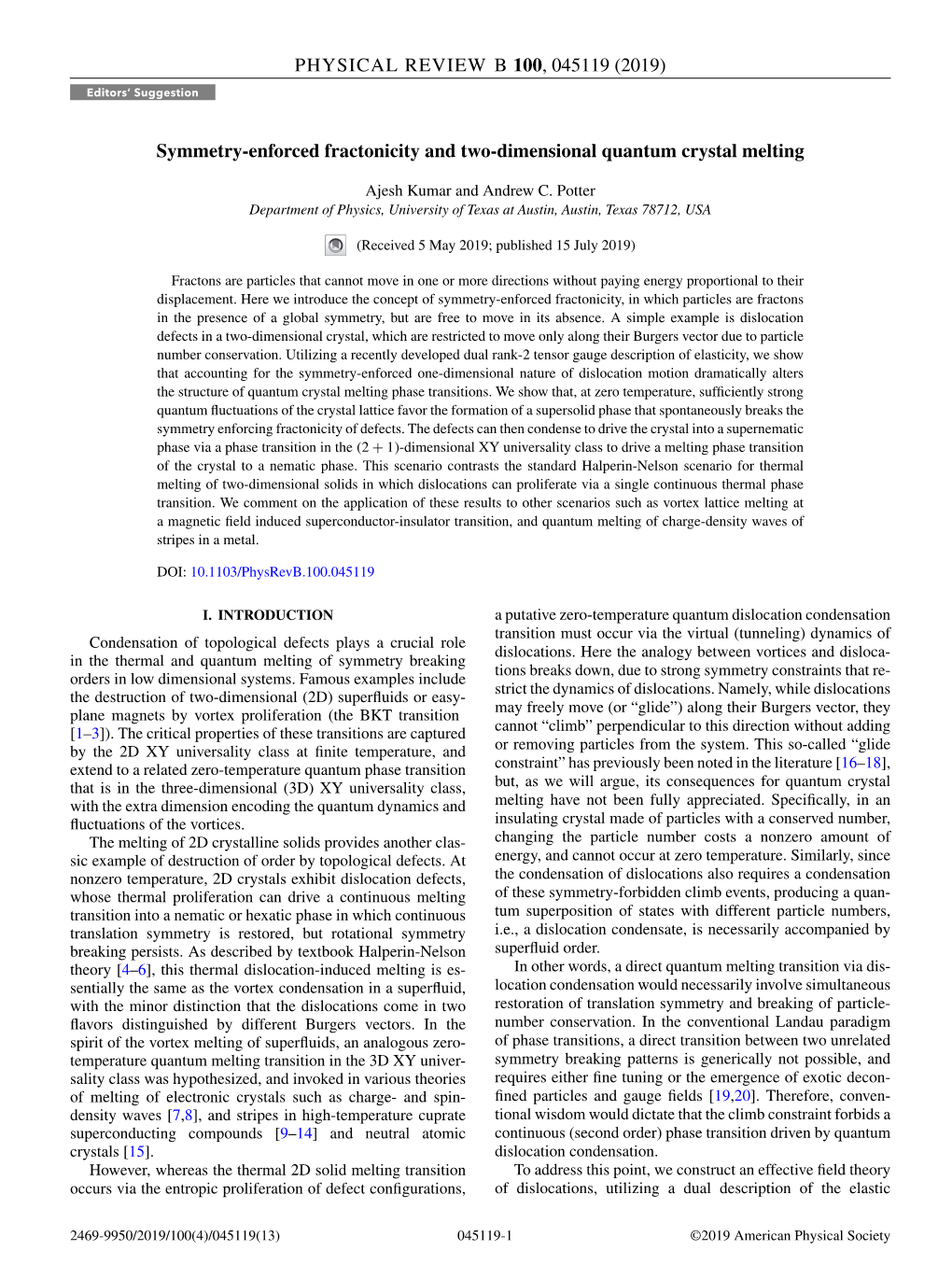 Symmetry-Enforced Fractonicity and Two-Dimensional Quantum Crystal Melting