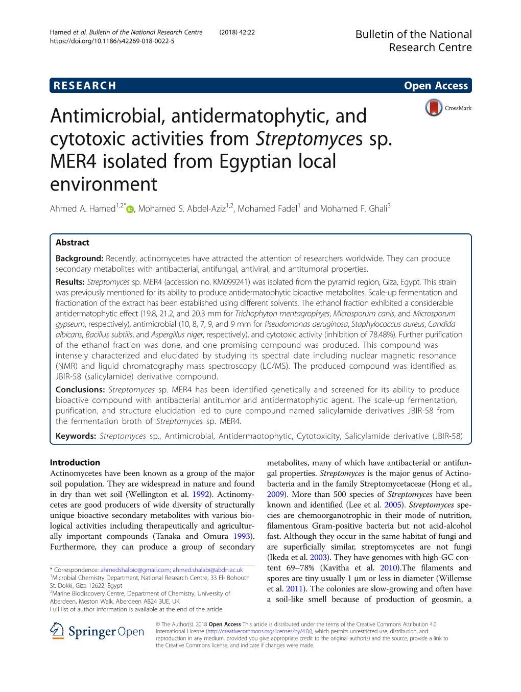 Antimicrobial, Antidermatophytic, and Cytotoxic Activities from Streptomyces Sp
